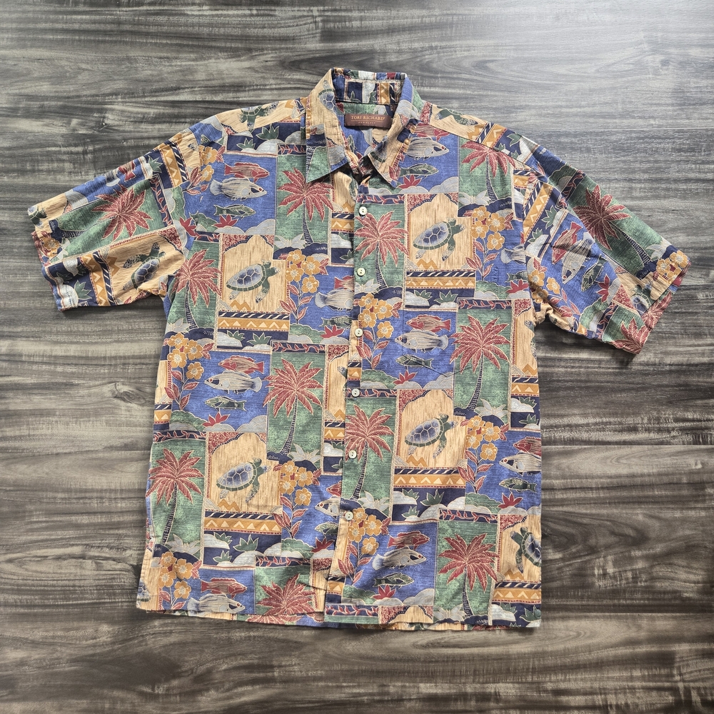 Tori Richard Blue and Red Casual Button Down Shirt